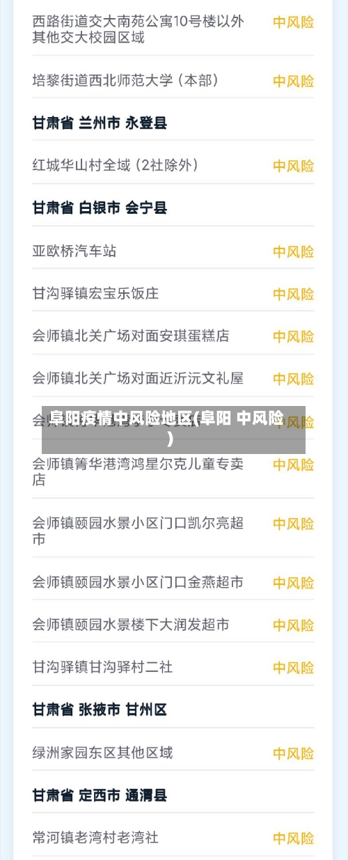 阜阳疫情中风险地区(阜阳 中风险)-第2张图片