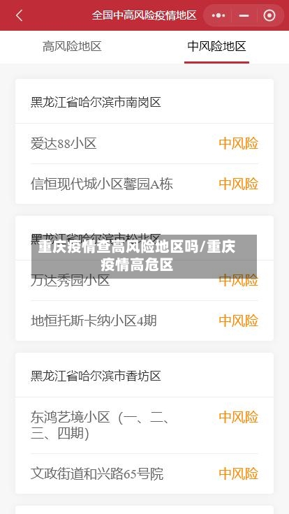 重庆疫情查高风险地区吗/重庆疫情高危区