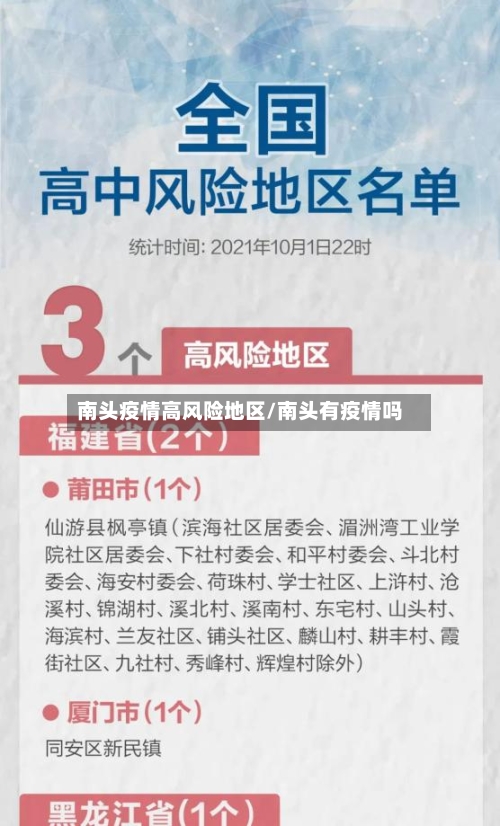 南头疫情高风险地区/南头有疫情吗