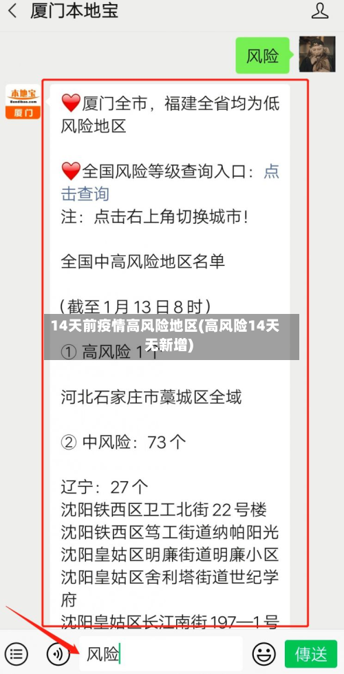 14天前疫情高风险地区(高风险14天无新增)
