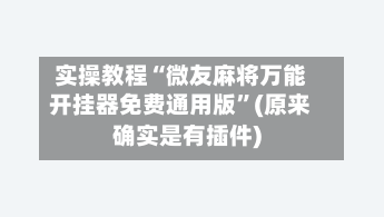 实操教程“微友麻将万能开挂器免费通用版”(原来确实是有插件)-第2张图片