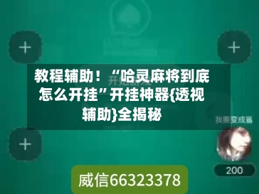 教程辅助！“哈灵麻将到底怎么开挂	”开挂神器{透视辅助}全揭秘-第2张图片