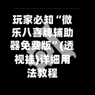 玩家必知“微乐八喜牌辅助器免费版	”(透视挂)详细用法教程-第2张图片