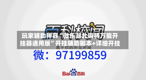 玩家辅助神器“微乐湖北麻将万能开挂器通用版	”开挂辅助脚本+详细开挂-第2张图片