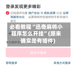 必看教程“迅奇麻将小程序怎么开挂”(原来确实是有插件)