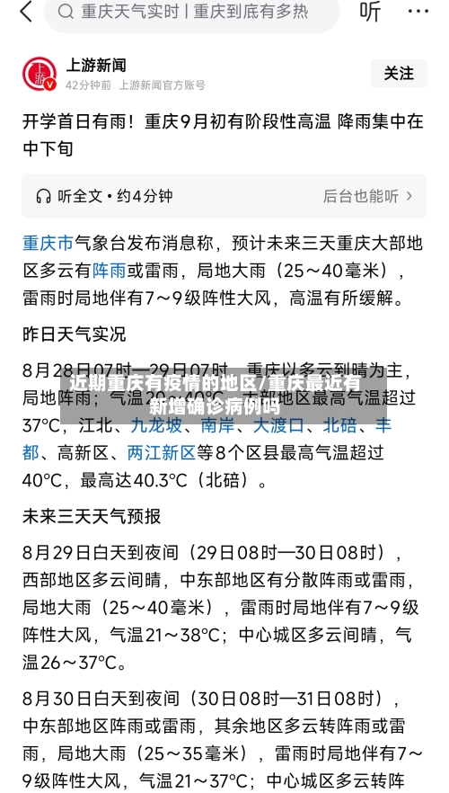 近期重庆有疫情的地区/重庆最近有新增确诊病例吗