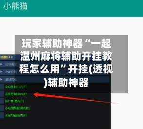 玩家辅助神器“一起温州麻将辅助开挂教程怎么用”开挂(透视)辅助神器