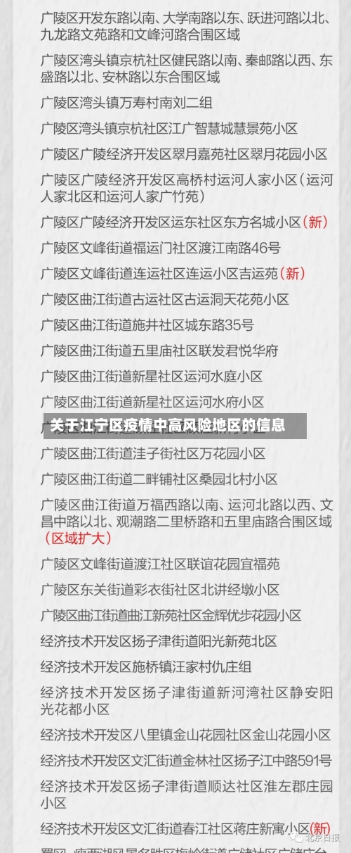 关于江宁区疫情中高风险地区的信息-第2张图片