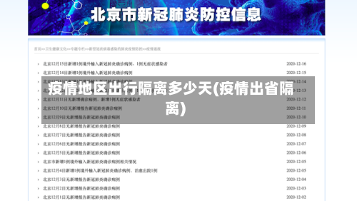 疫情地区出行隔离多少天(疫情出省隔离)-第2张图片