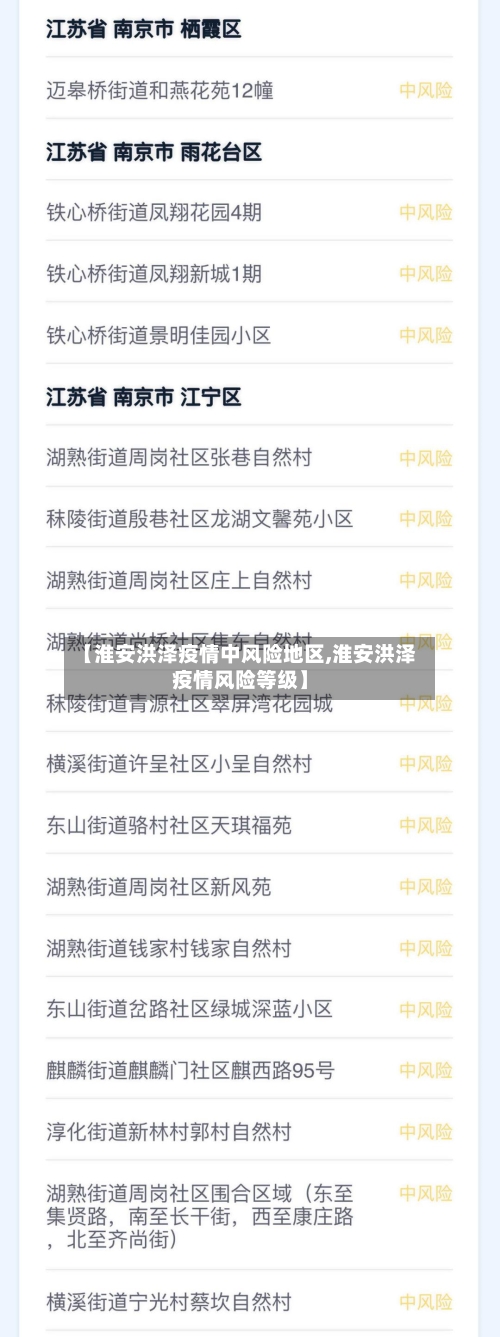 【淮安洪泽疫情中风险地区,淮安洪泽疫情风险等级】