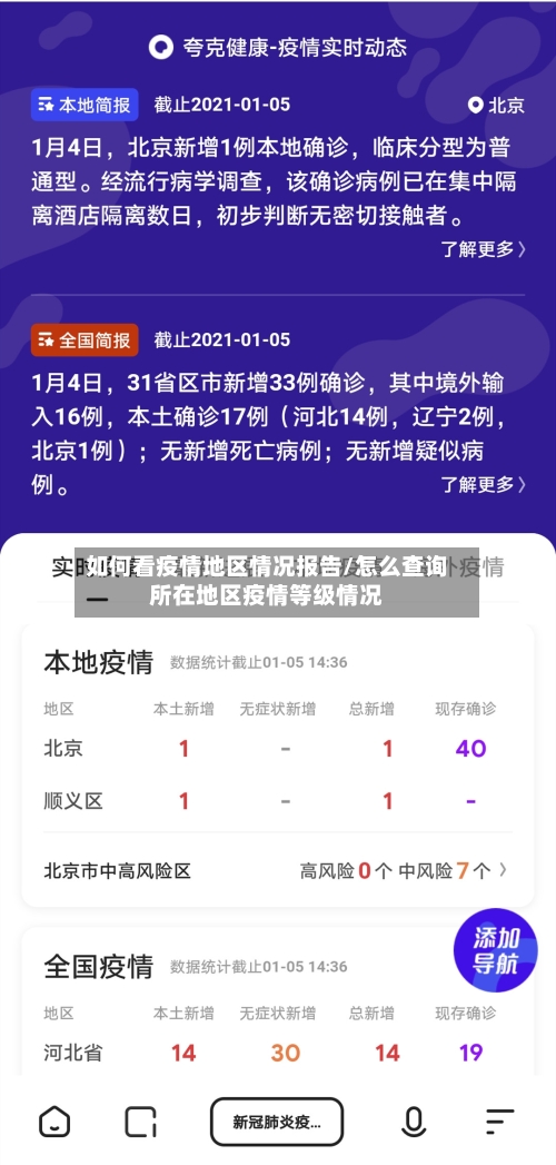 如何看疫情地区情况报告/怎么查询所在地区疫情等级情况