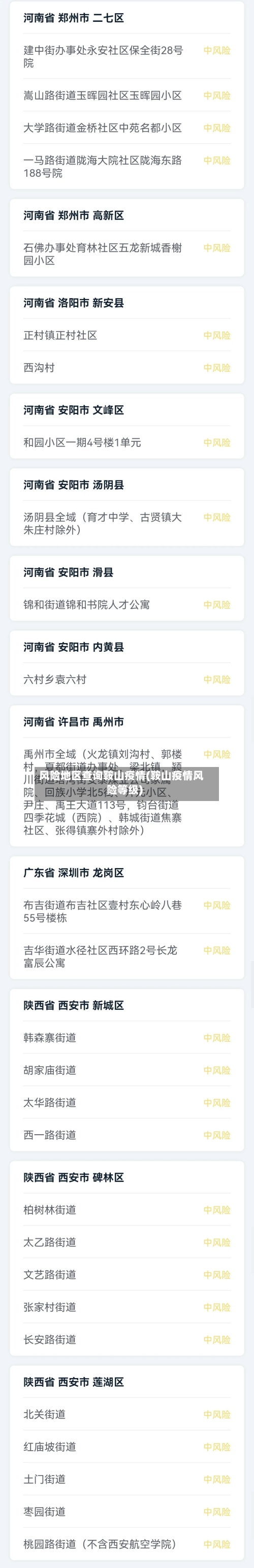 风险地区查询鞍山疫情(鞍山疫情风险等级)-第2张图片