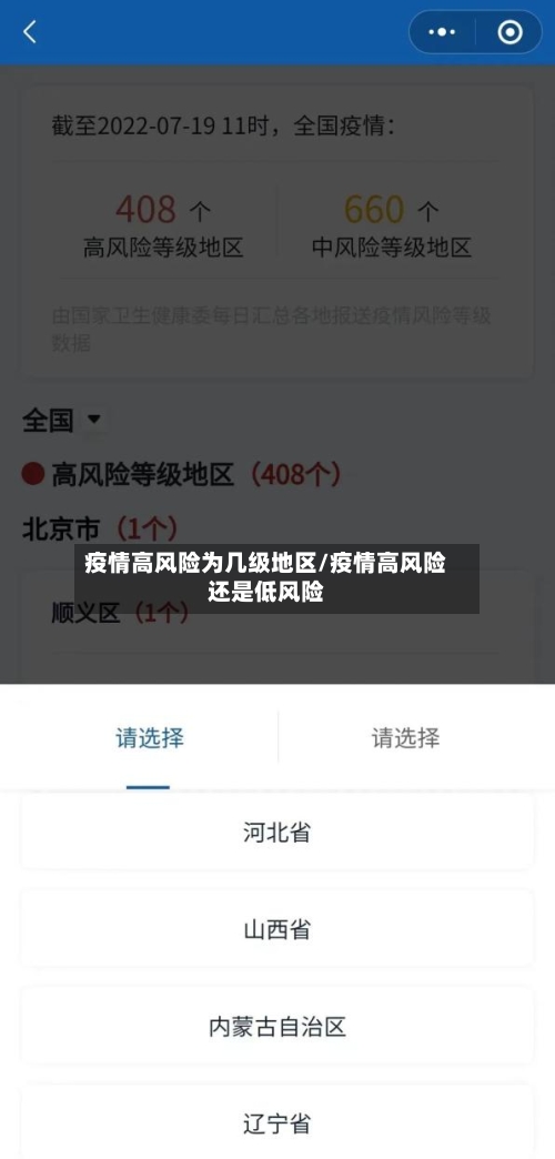 疫情高风险为几级地区/疫情高风险还是低风险