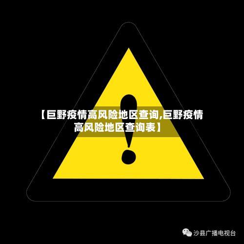 【巨野疫情高风险地区查询,巨野疫情高风险地区查询表】
