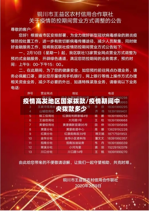 疫情高发地区国家拨款/疫情期间中央拨款多少