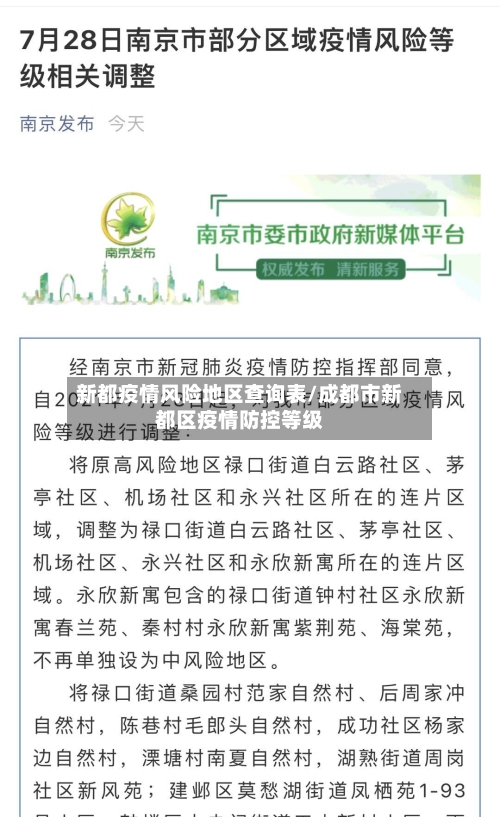 新都疫情风险地区查询表/成都市新都区疫情防控等级-第1张图片