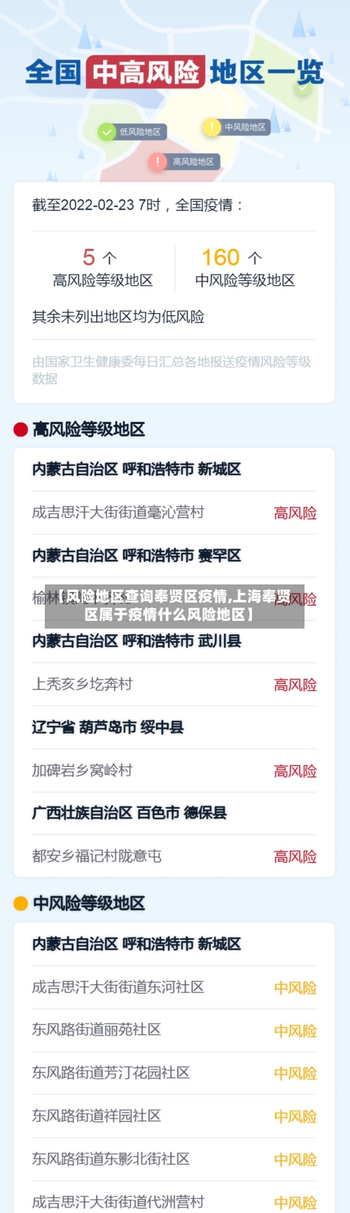 【风险地区查询奉贤区疫情,上海奉贤区属于疫情什么风险地区】-第2张图片