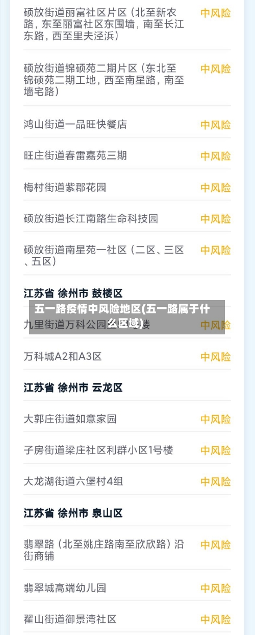 五一路疫情中风险地区(五一路属于什么区域)