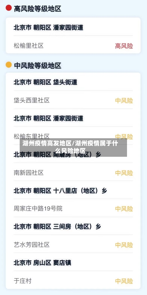 湖州疫情高发地区/湖州疫情属于什么风险地区